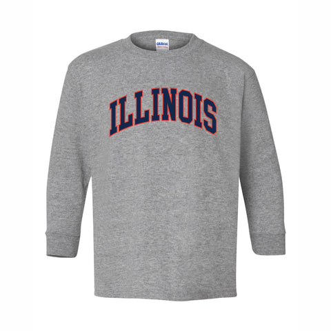 Illinois Fighting Illini Youth 2-Color Arch Long-Sleeve T-Shirt