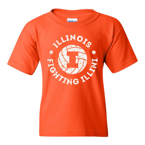 Illinois Fighting Illini Youth Block I Volleyball Orange T-Shirt