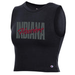 Indiana Hoosiers Women's Champion Fan Black Cropped T-Shirt
