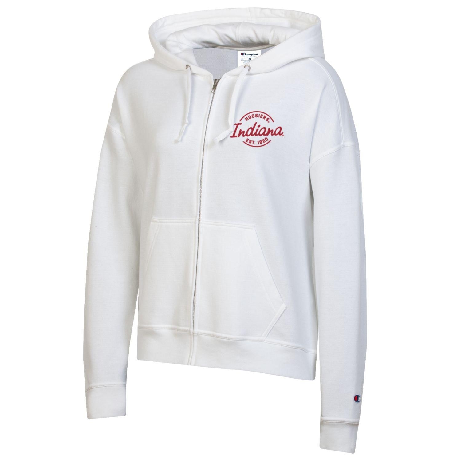 Indiana Hoosiers Women's Champion White Circle Logo Zip Up Hoodie