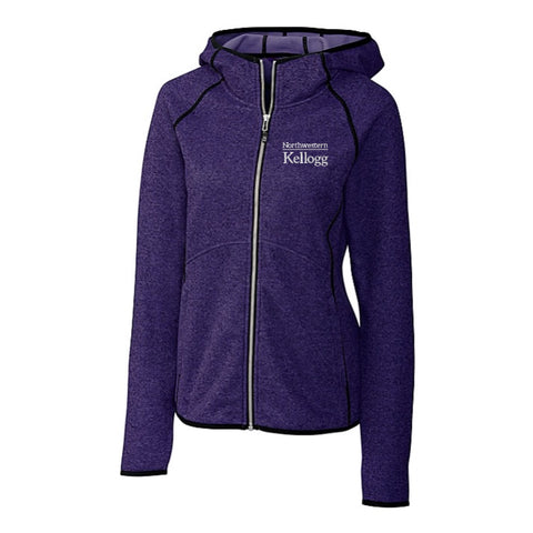 Northwestern Wildcats Women's Cutter &amp; Buck Kellogg Mainsail Sweater Knit Full-Zip Purple Jacket