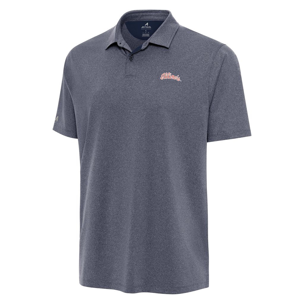 Illinois Fighting Illini Polo Men's Navy Heather Antigua Script ...