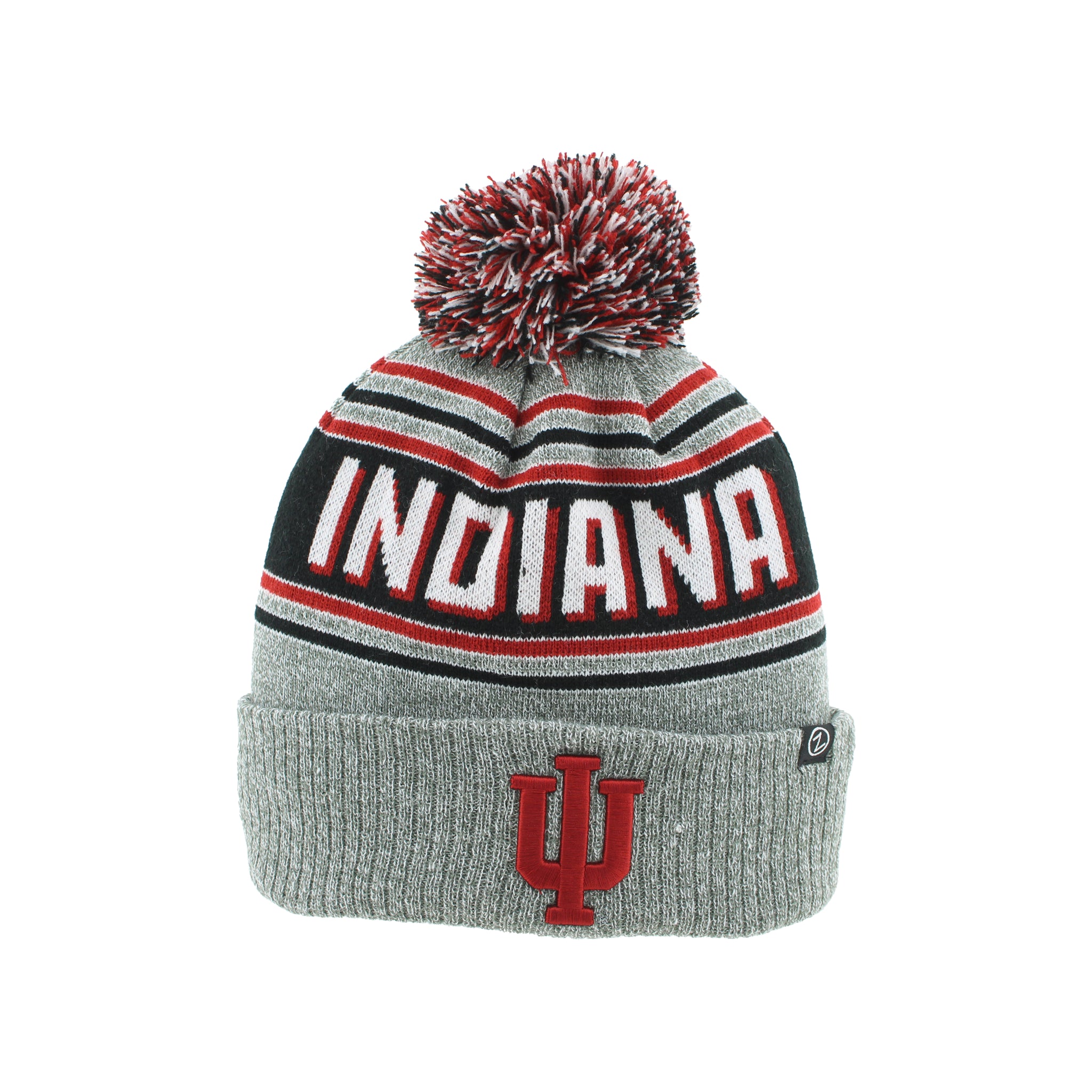 Indiana Beanie Grey/Red Knit Pom – Gameday Spirit Fanstore