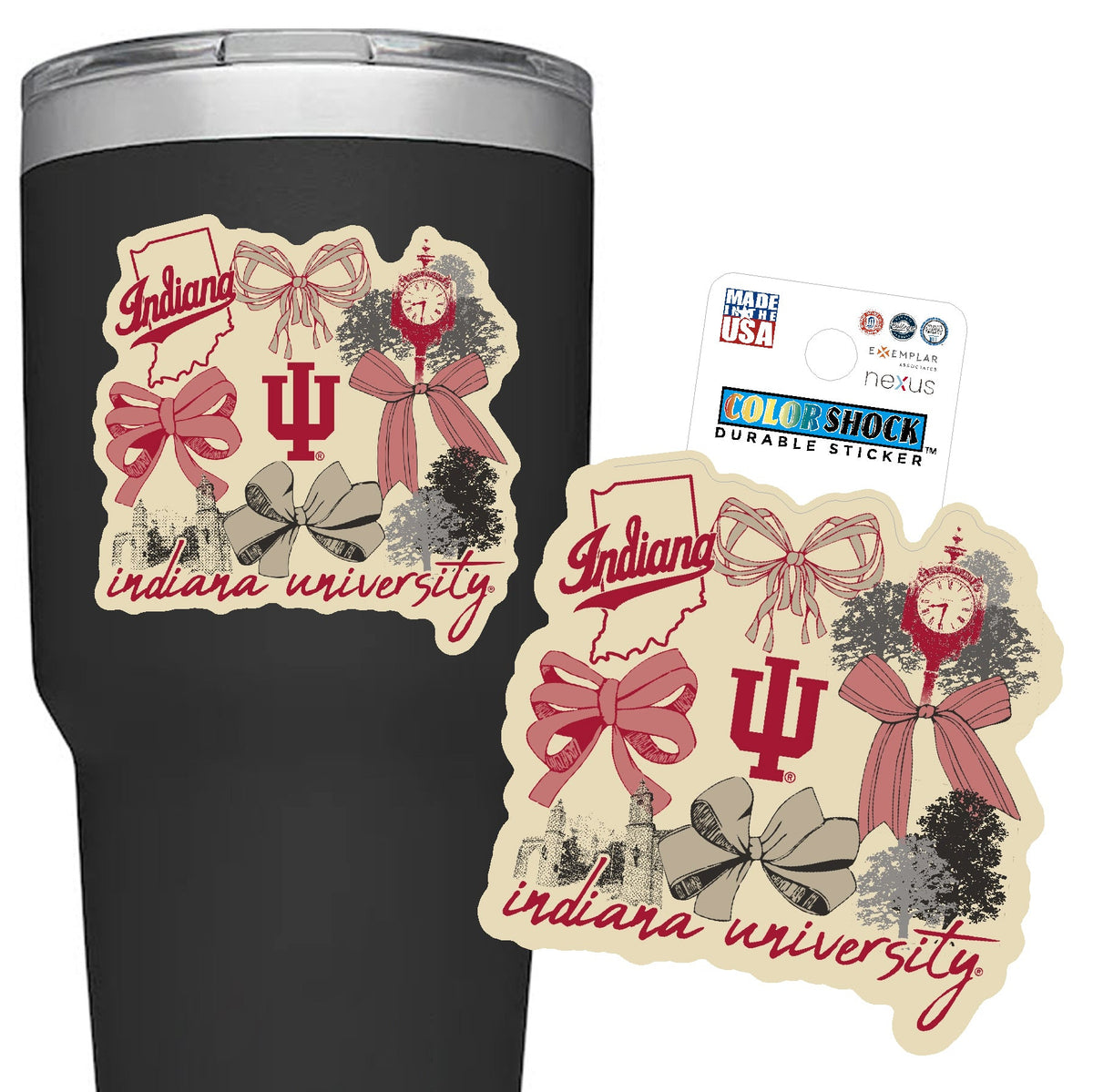 Indiana Sticker Campus Landmarks Bows – Gameday Spirit Fanstore