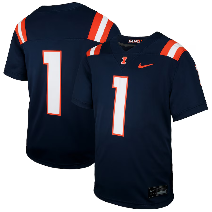 Illinois Fighting Illini Nike Navy Youth #1 On-Field Replica