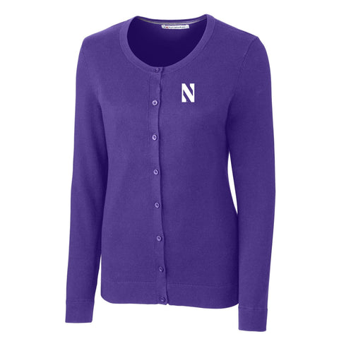 Northwestern Wildcats Women's Cutter & Buck Purple Lakemont Cardigan Sweater