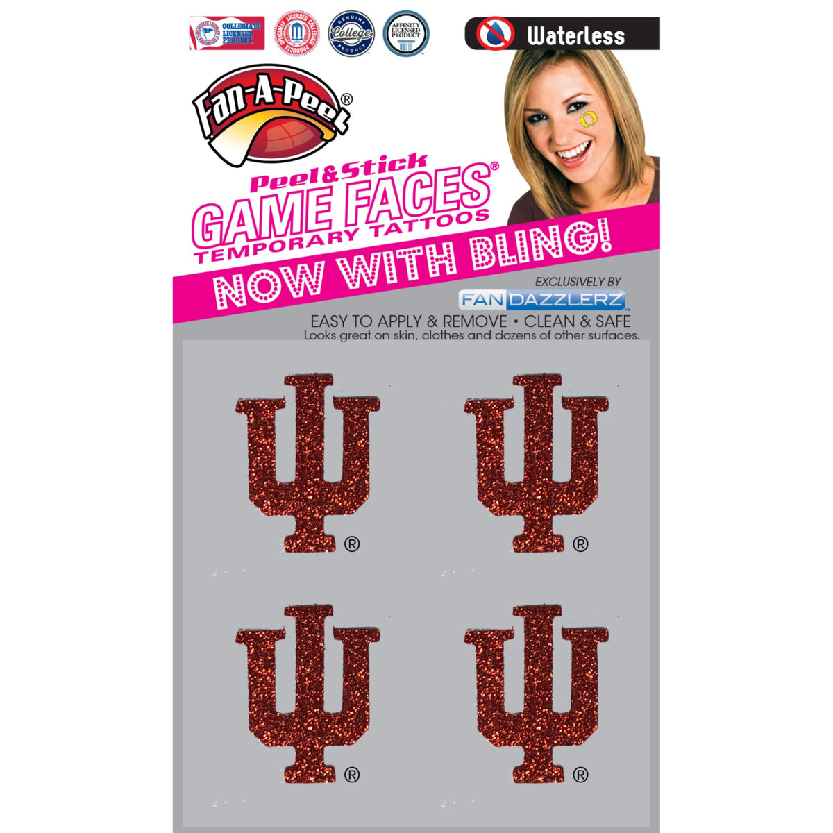 Indiana Face Decals Red IU Trident Sparkles – Gameday Spirit Fanstore