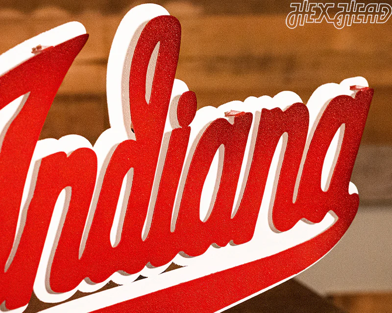 Indy Script Sign Indiana Hoosiers Classic Script 3D Vintage Metal Wall Art 15'' x 8.5 ...