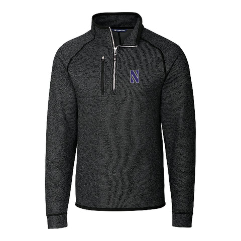 Northwestern Wildcats Cutter & Buck Black Mainsail Half Zip Pullover