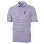 Northwestern Wildcats Cutter &amp; Buck Virtue Eco Pique Striped Polo