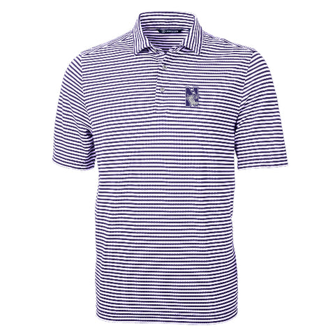 Northwestern Wildcats Cutter &amp; Buck Virtue Eco Pique Striped Polo