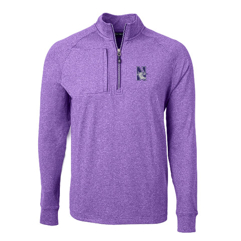 Northwestern Wildcats Men's Cutter &amp; Buck Adapt Eco Knit Heather Purple Quarter-Zip