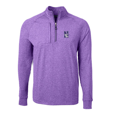 Northwestern Wildcats Men's Cutter & Buck Adapt Eco Knit Heather Purple Quarter-Zip