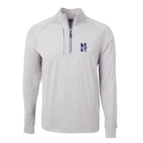 Northwestern Wildcats Men's Cutter & Buck Adapt Polished Heather Quarter-Zip