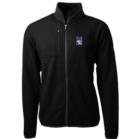 Northwestern Wildcats Men's Cutter & Buck Cascade Eco Sherpa Black Fleece Jacket