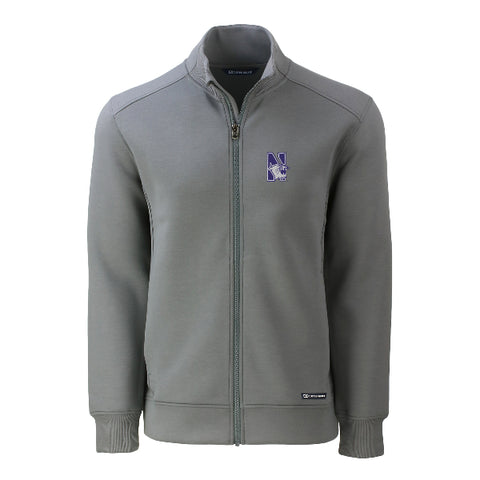 Northwestern Wildcats Men's Cutter & Buck Grey Roam Eco Recycled Full Zip Jacket