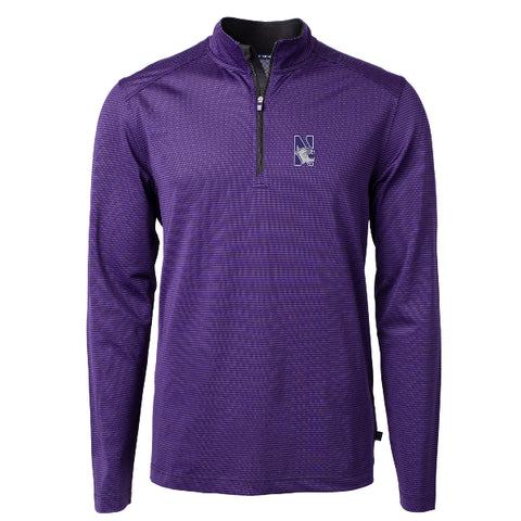 Northwestern Wildcats Men's Cutter & Buck Virtue Eco Pique Micro Stripe Purple Quarter-Zip