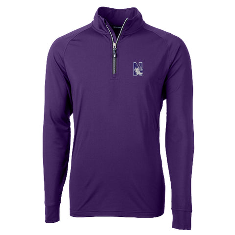 Northwestern Wildcats Men's Cutter &amp; Buck Adapt Eco Knit Stretch Recycled Purple Quarter-Zip