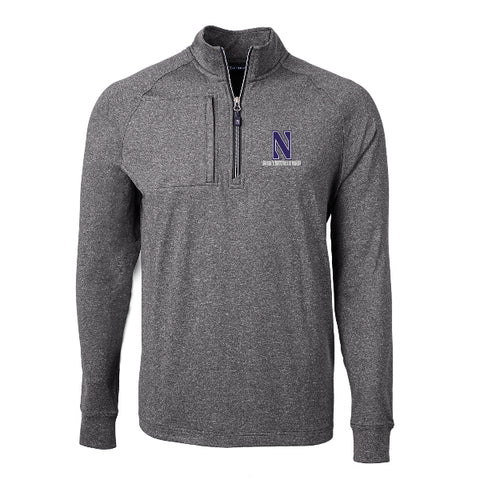 Northwestern Wildcats Men's Cutter &amp; Buck Adapt Heather Black Quarter-Zip