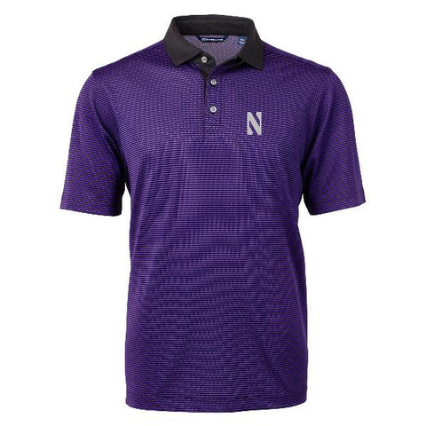 Northwestern Wildcats Men's Cutter &amp; Buck Virtue Eco Pique Micro Stripe Recycled Polo
