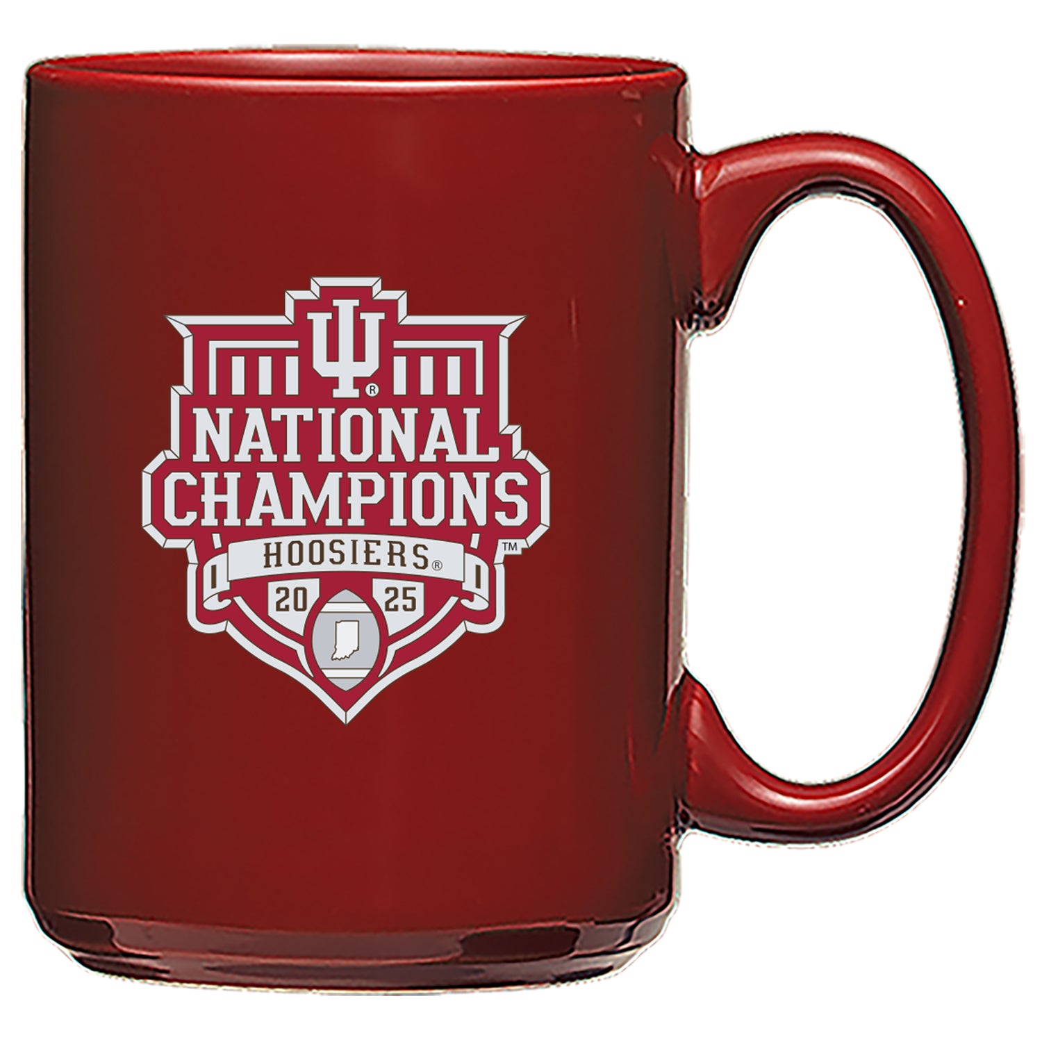 2025-26 Indiana National Champ Coffee Mug (Clear and Burgundy) Burgundy