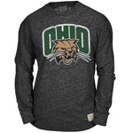 Ohio Bobcats Attack Cat Heathered Grey Long-Sleeve T-Shirt