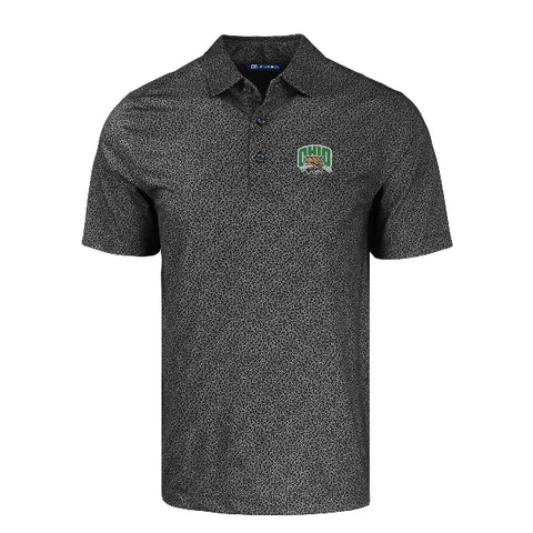 Ohio Bobcats Men's Cutter &amp; Buck Pike Eco Pebble Print Stretch Recycled Polo