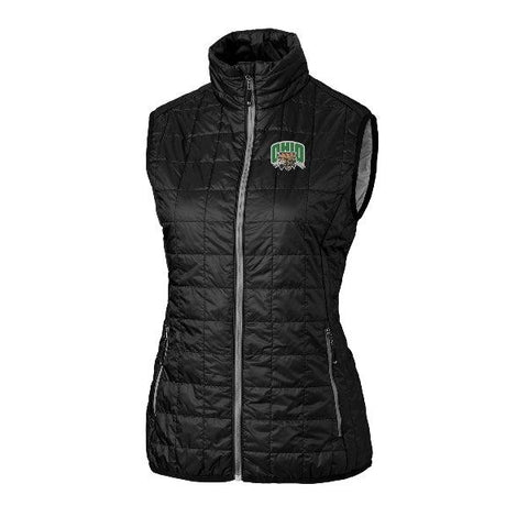 Ohio Bobcats Women's Cutter & Buck Rainier PrimaLoft & Eco Insulated Full Zip Black Puffer Vest