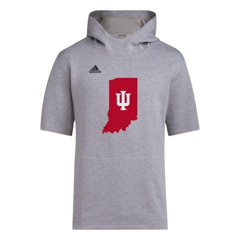 Indiana Hoosiers Men's Adidas State Outline Short-Sleeve Hoodie