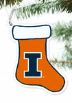 Illinois Fighting Illini Orange Stocking Holiday Ornament
