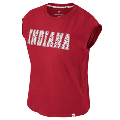 Indiana Hoosiers Women's Red Floral T-Shirt