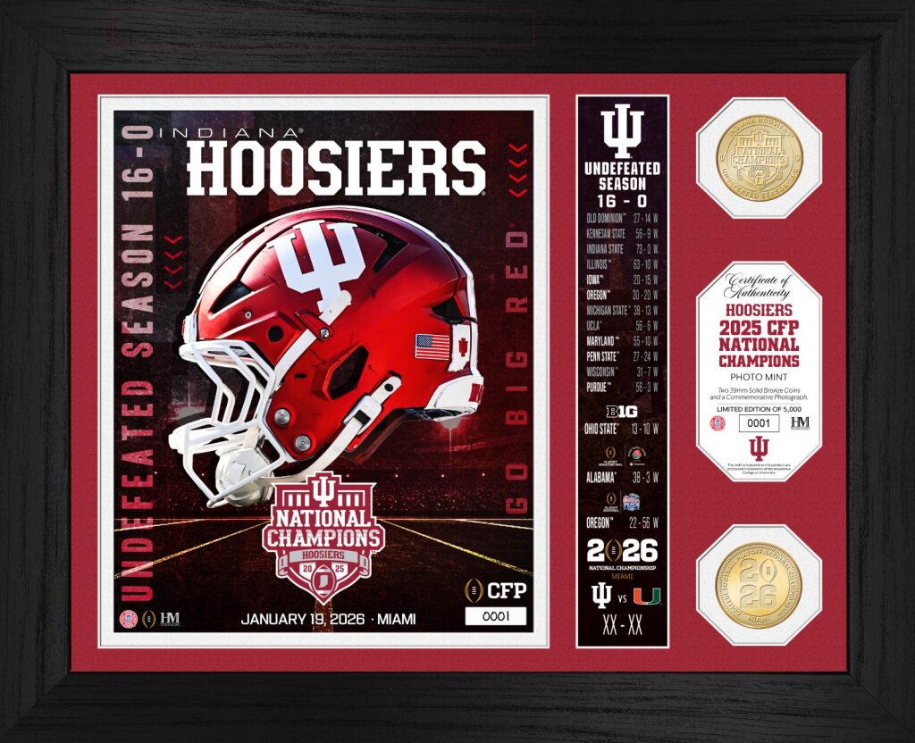 Indiana Hoosiers 2025-26 CFP National Champions Team Force Bronze 2-Coin Photo Mint Indiana Hoosiers 2025-26 CFP National Champions Team Force Bronze 2-Coin Photo Mint