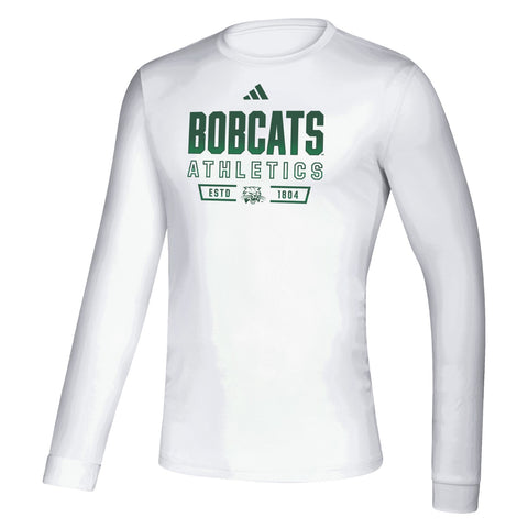 Ohio Bobcats Men's Adidas White Athletics Long-Sleeve T-Shirt