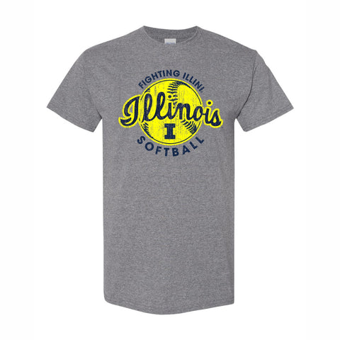 Illinois Fighting Illini Grey Softball Short-Sleeve T-Shirt