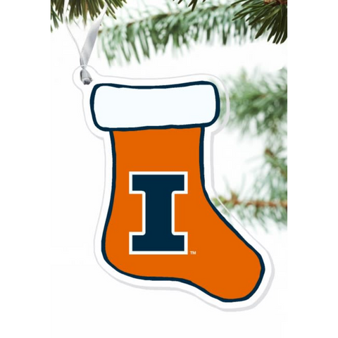 Illinois Fighting Illini Orange Stocking Holiday Ornament