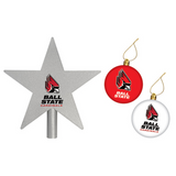 BSU Cardinals Tree Topper and Ornament Set