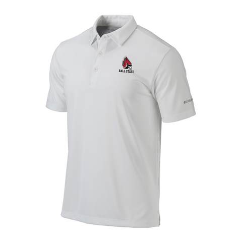 BSU Cardinals Men's Columbia White Omni-Wick Drive Polo