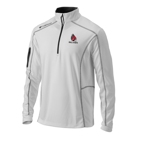 BSU Cardinals Men's Columbia White Omni-Wick Half-Zip