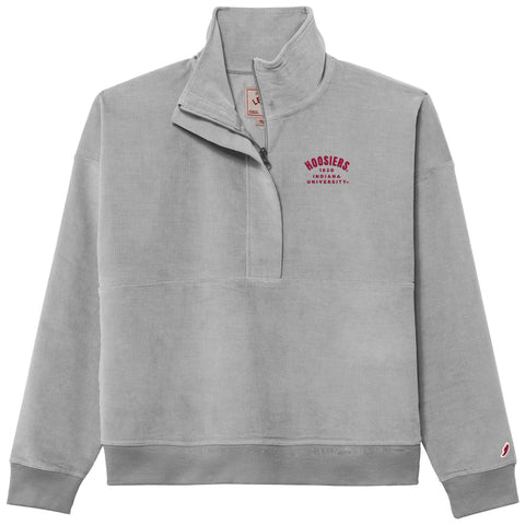 Indiana Hoosiers Women's League Embroidered Grey Half-Zip Jacket