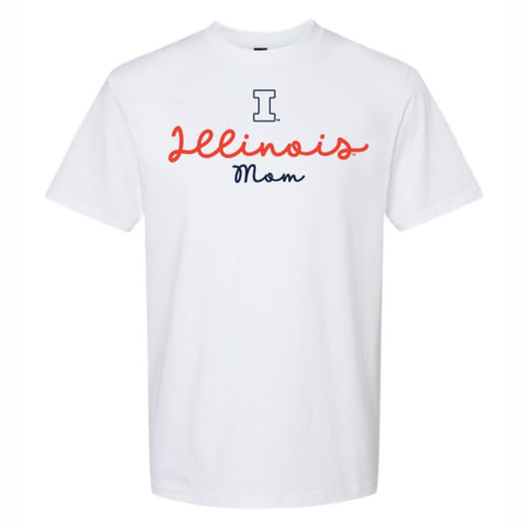 Illinois Fighting Illini Mom Script White T-Shirt