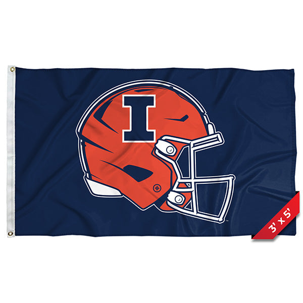 Illinois Football Helmet 3x5' Navy Flag