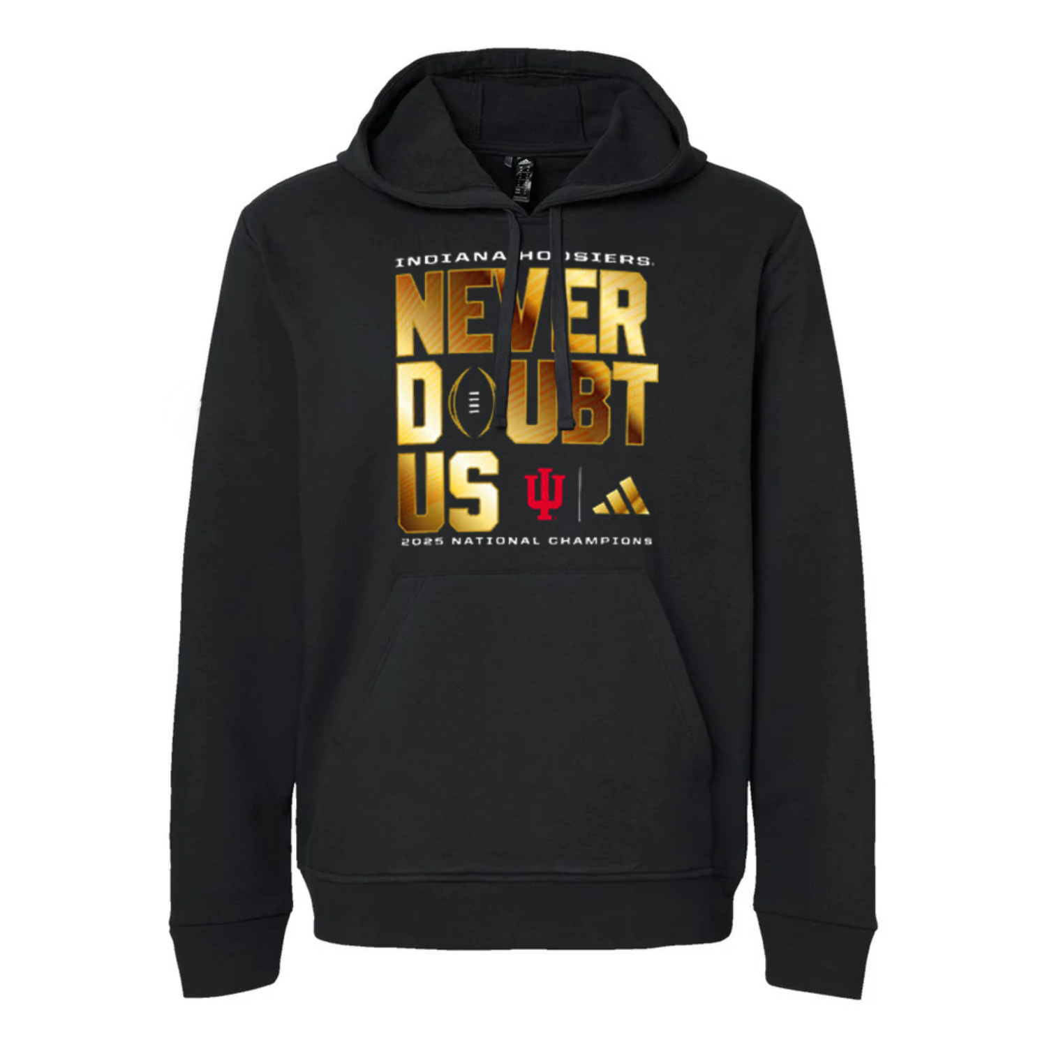 Indiana Football National Champions Black/Gold Adidas Hoodie Indiana Football National Champions Black/Gold Adidas Hoodie