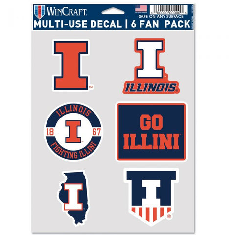 Illinois Fighting Illini 6-Piece Fan Decal Pack