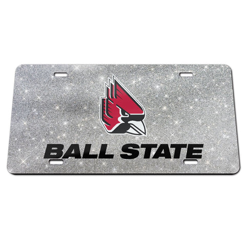 BSU Cardinals Silver Glitter License Plate