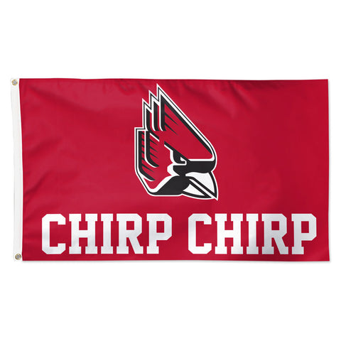 BSU Cardinals Chirp Chirp 3x5 Deluxe Flag