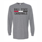 BSU Cardinals Men's 3-Bar Long Sleeve T-Shirt