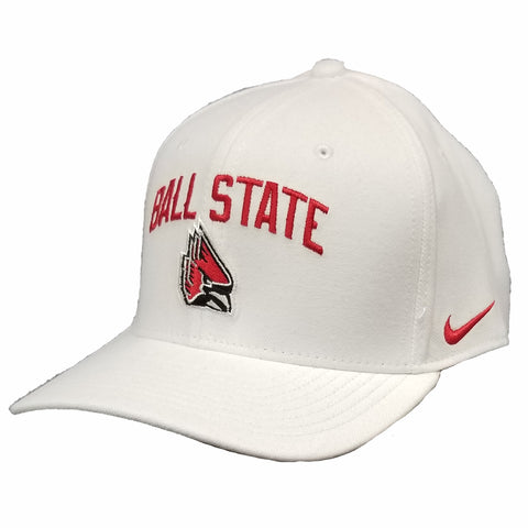 BSU Cardinals Nike Swoosh Flex Fit White Hat