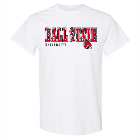 BSU Cardinals Men's Monogram White T-Shirt