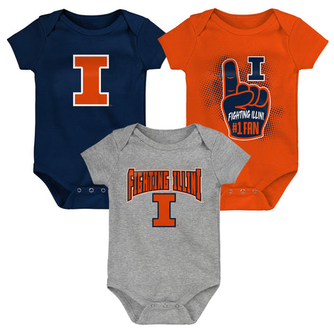 Illinois Fighting Illini 3 Piece Infant Sleeper Set