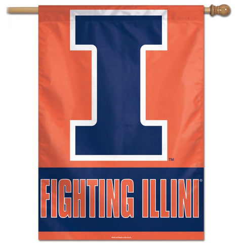 Illinois FIghting Illini Block I Vertical Flag